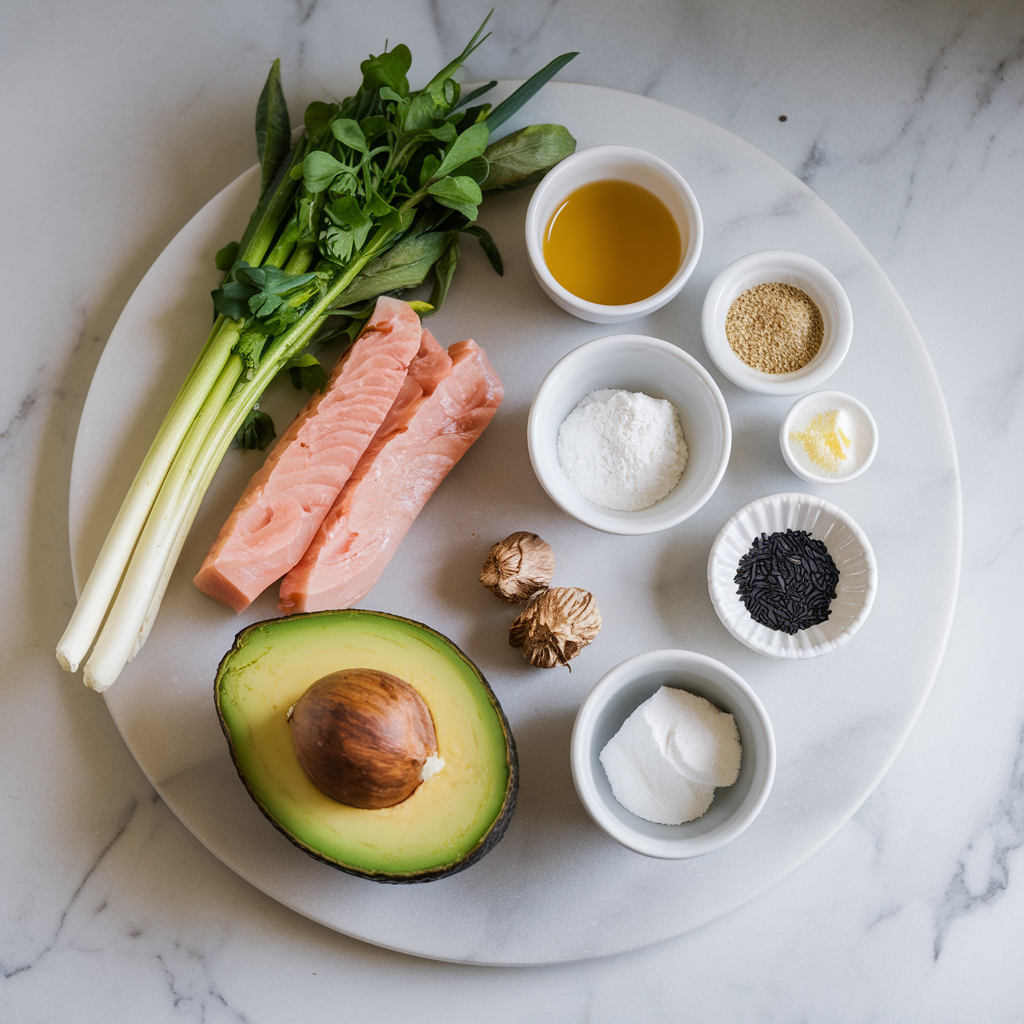 Ingredients for Exotic Avocado and Black Sesame Mochi Truffles