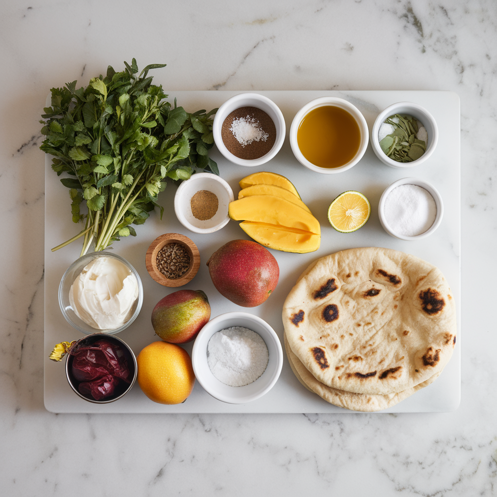 Ingredients for Exotic Cardamom & Coconut Naan Rolls with Mango Chutney Swirl
