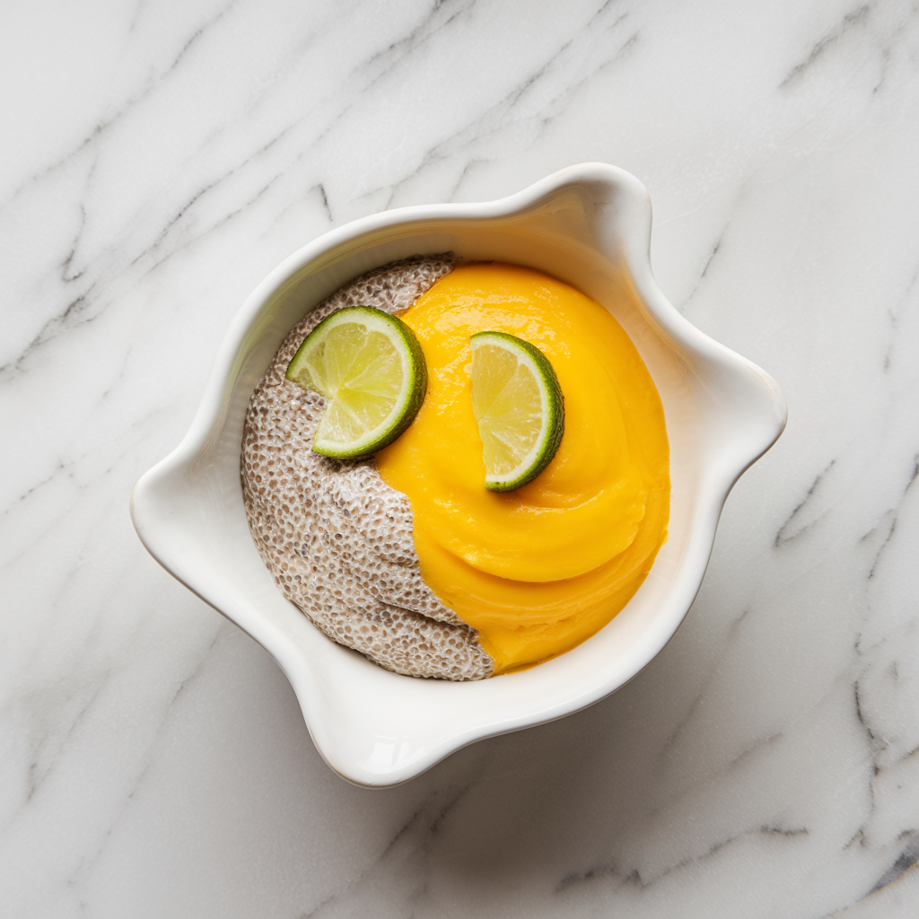 Exotic Chia Mango Mousse with Avocado Lime Swirl