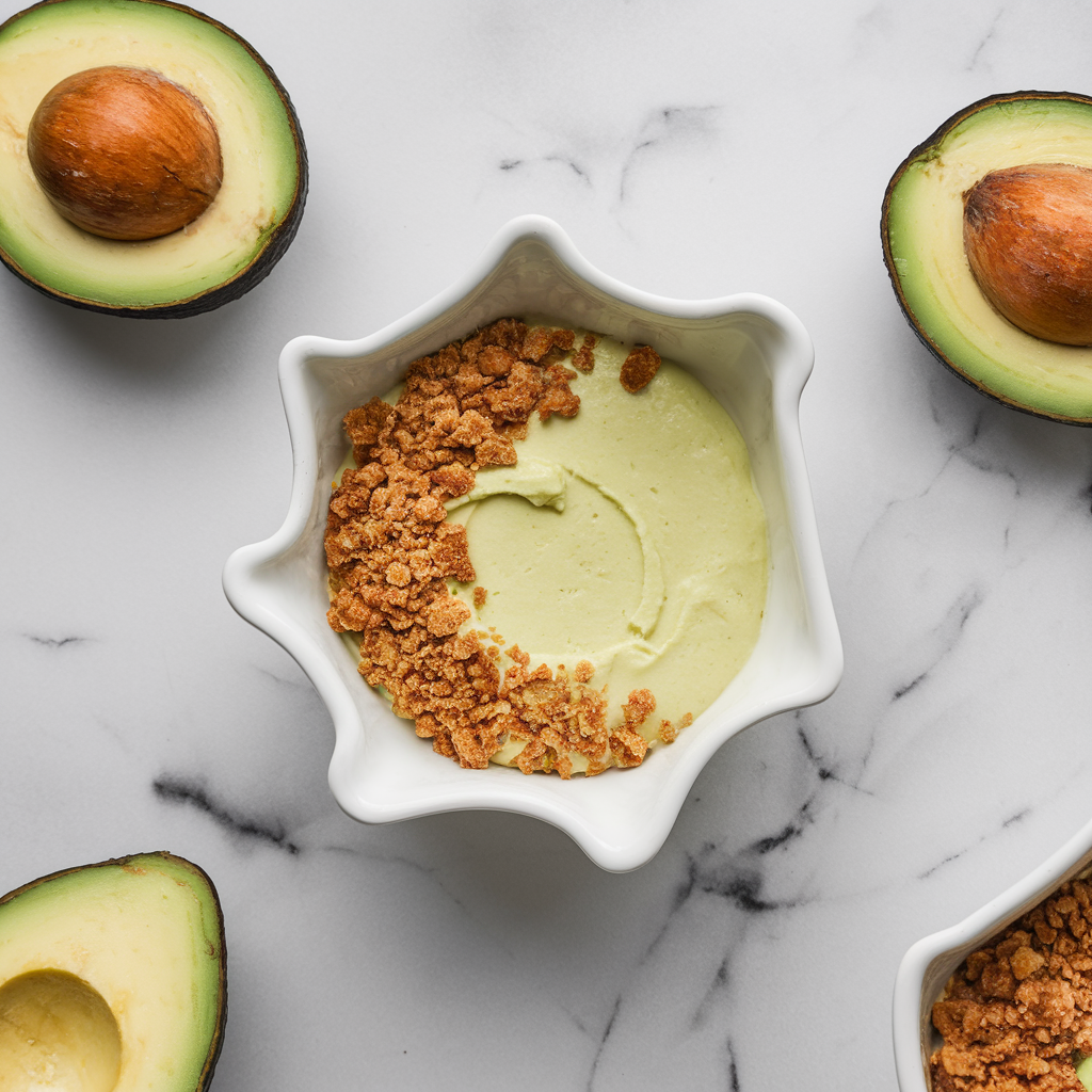 Exotic Coconut-Avocado Mousse with Spicy Ginger Crumble
