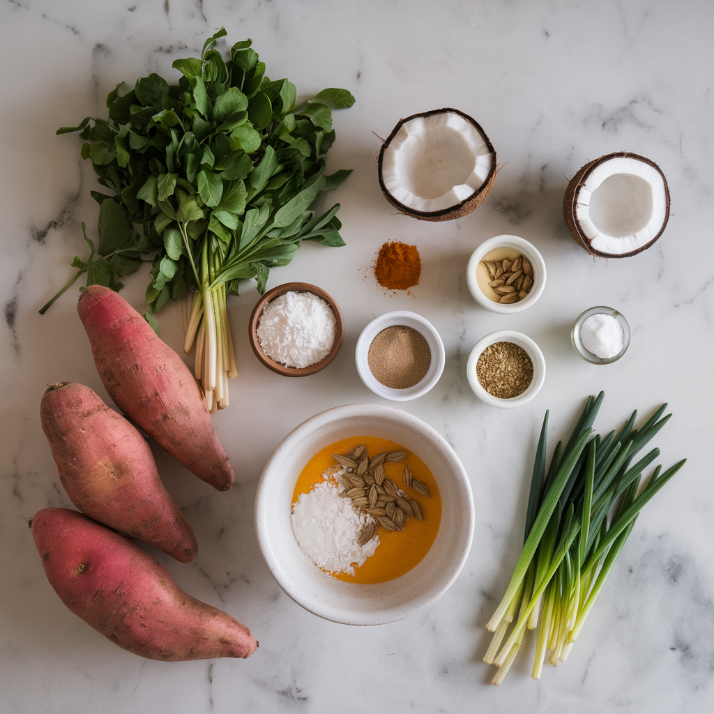 Ingredients for Exotic Coconut-Cardamom Sweet Potato Parfait