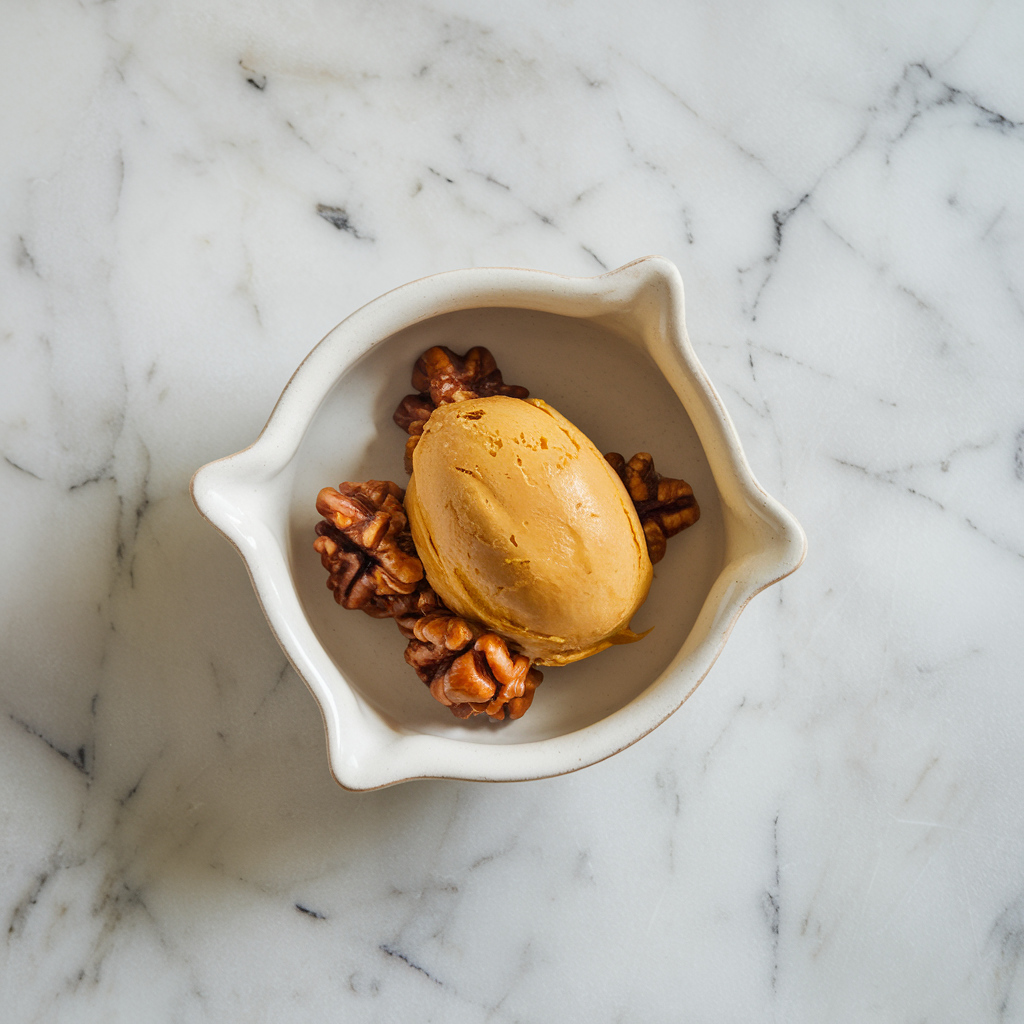 Exotic Date & Spiced Pumpkin Sorbet With Caramelized Nut Cluster