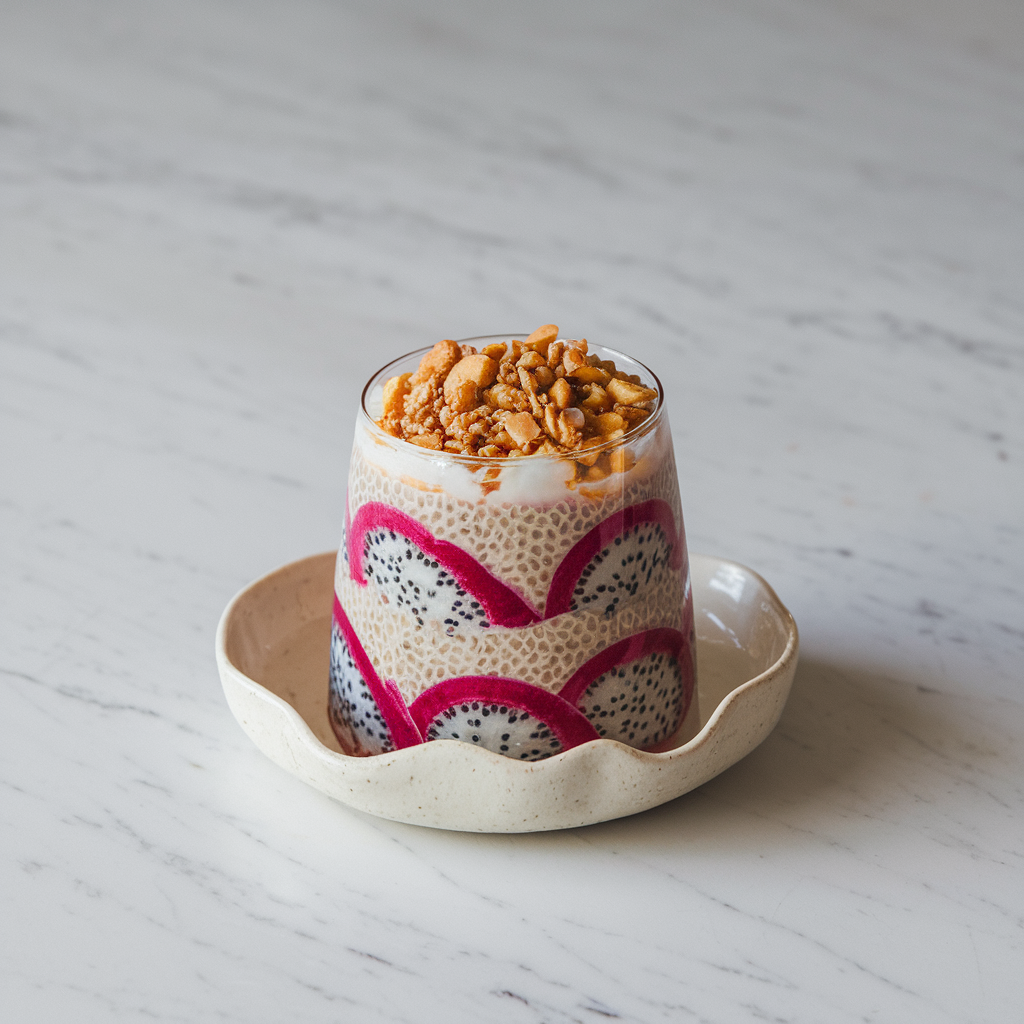 Exotic Dragon Fruit and Chia Parfait with Spiced Almond Crumble