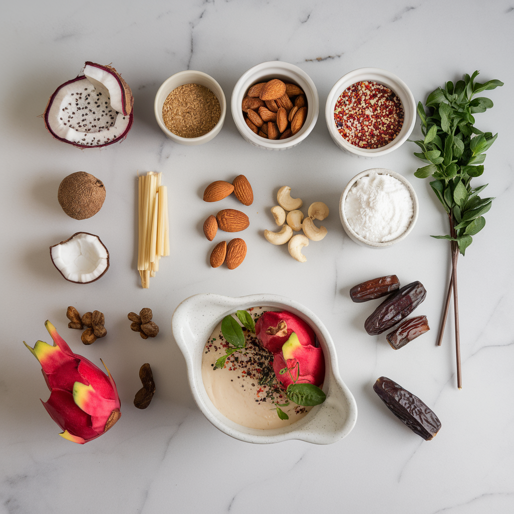 Ingredients for Exotic Dragonfruit & Quinoa Parfait with Coconut Cashew Cream