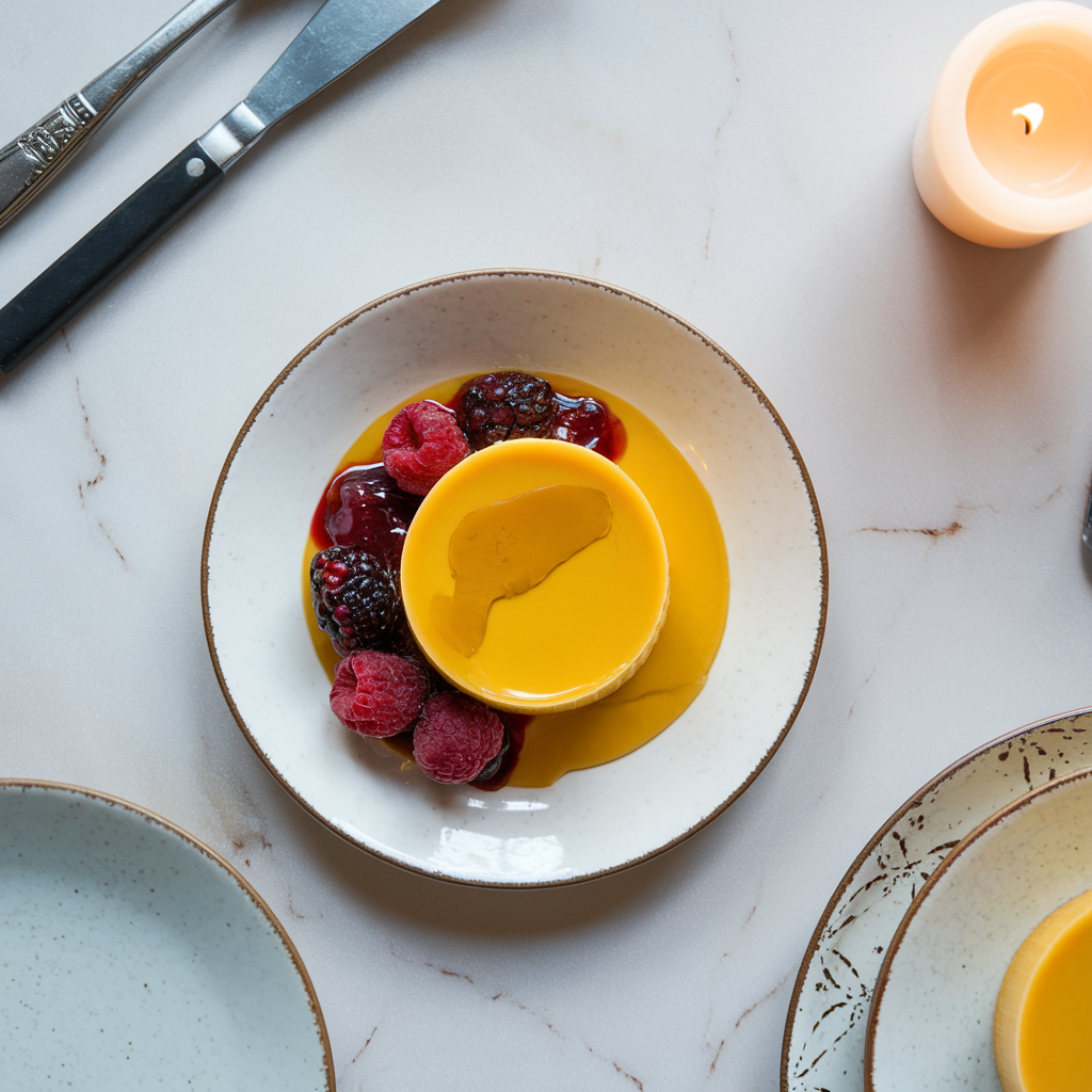 Exotic Ginger-Turmeric Panna Cotta with Spiced Berry Compote
