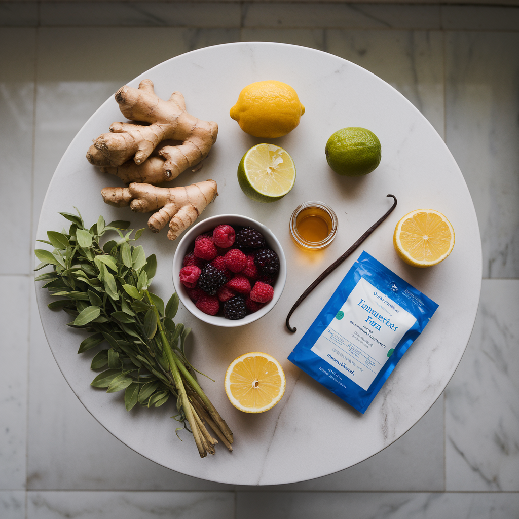 Ingredients for Exotic Ginger-Turmeric Panna Cotta with Spiced Berry Compote