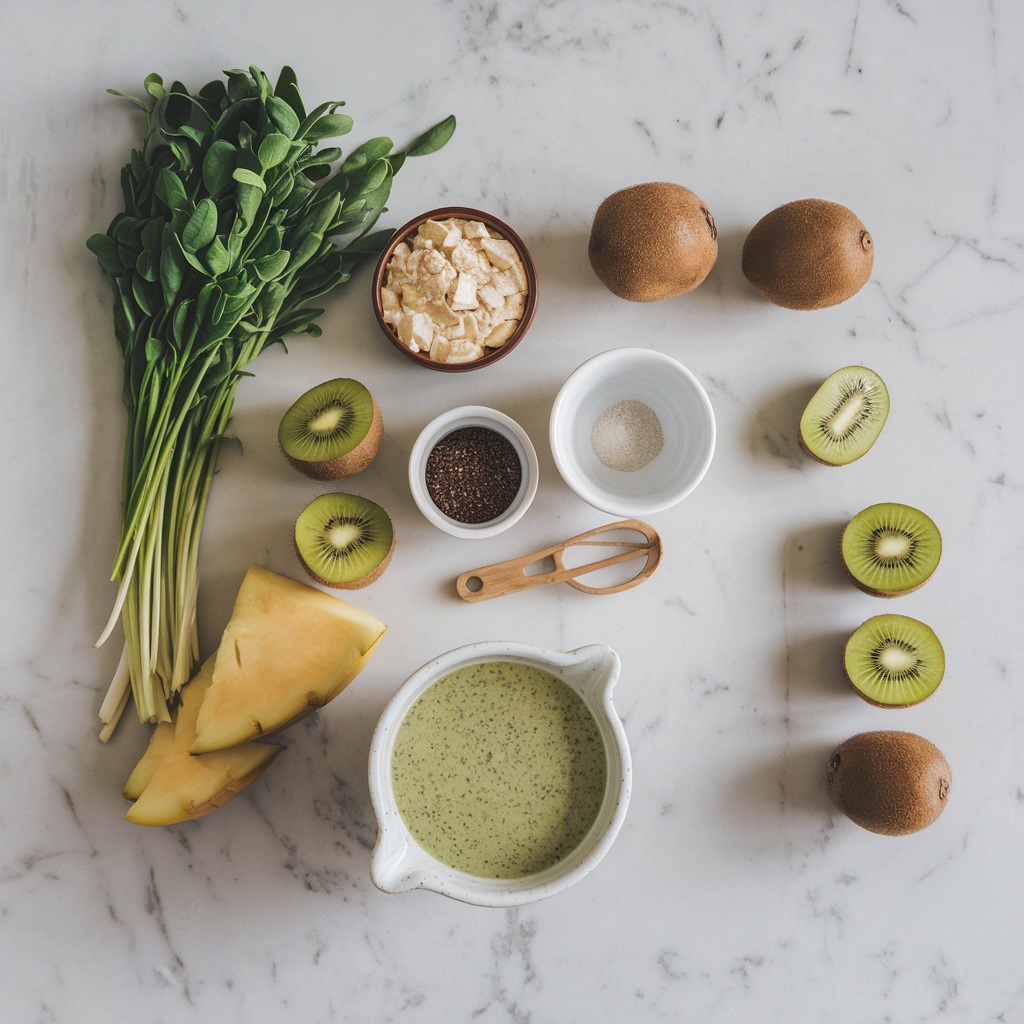 Ingredients for Exotic Green Tea Kiwi Chia Parfait Delight