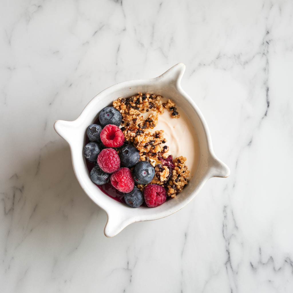 Exotic Jackfruit-Berry Parfait with Quinoa Crunch