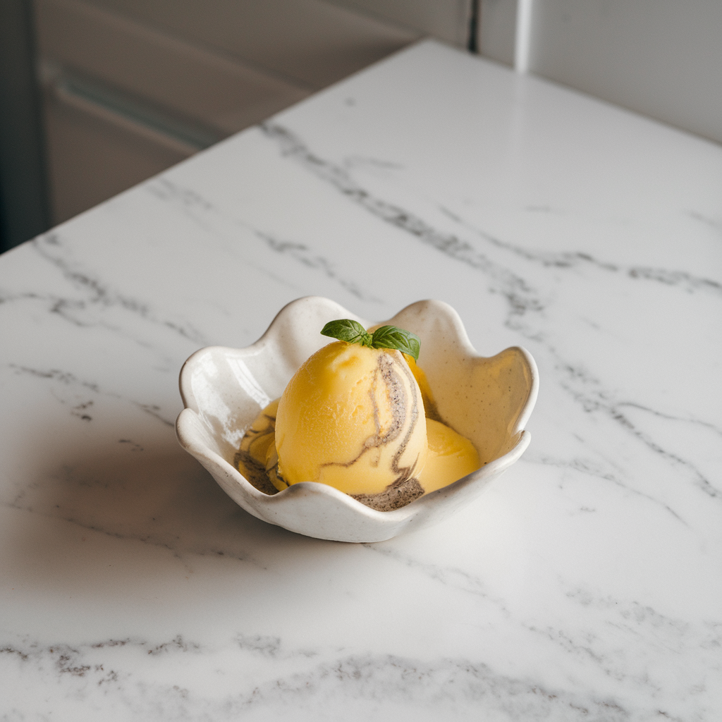 Exotic Mango & Basil Sorbet with Chia Swirl