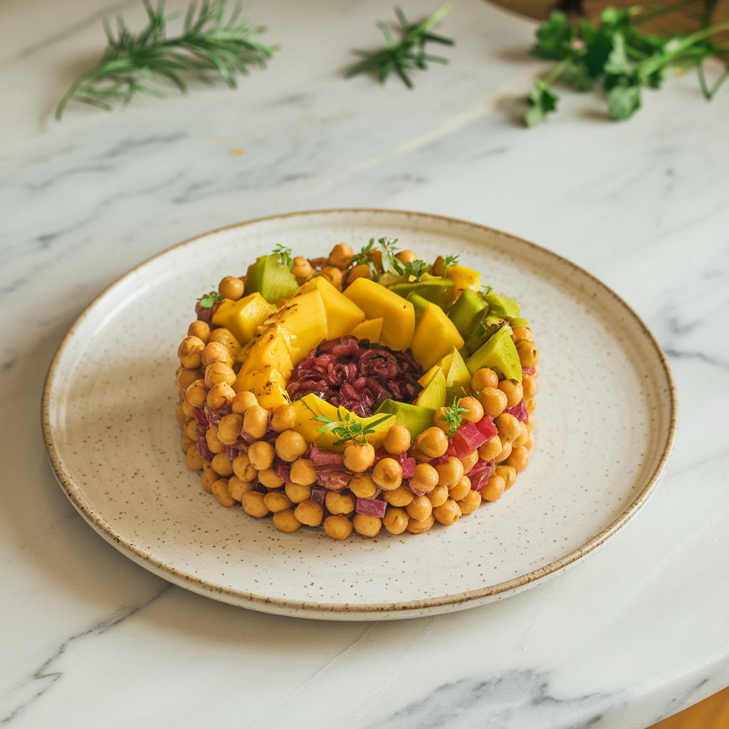 Exotic Mango-Chickpea Rainbow Salad with Spicy Turmeric Dressing