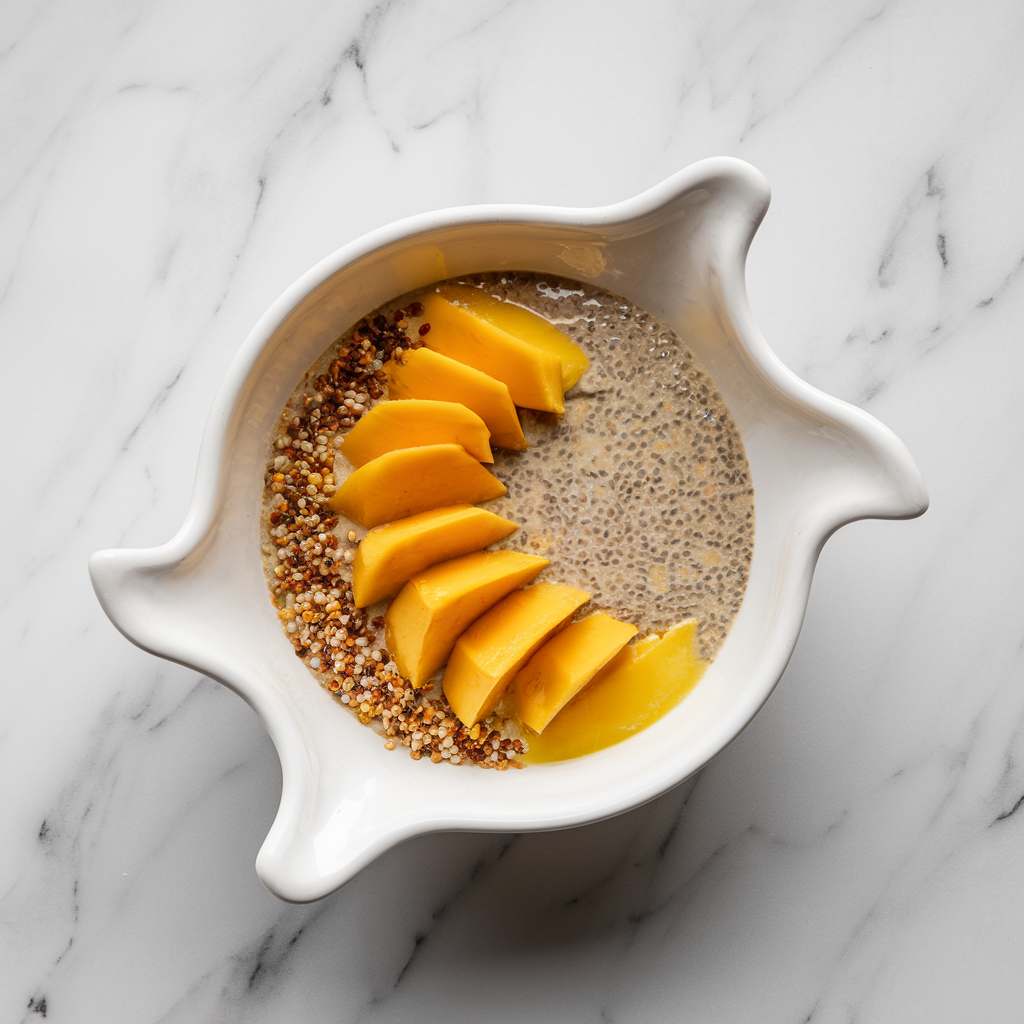 Exotic Mango-Lentil Pudding with Chia and Spices