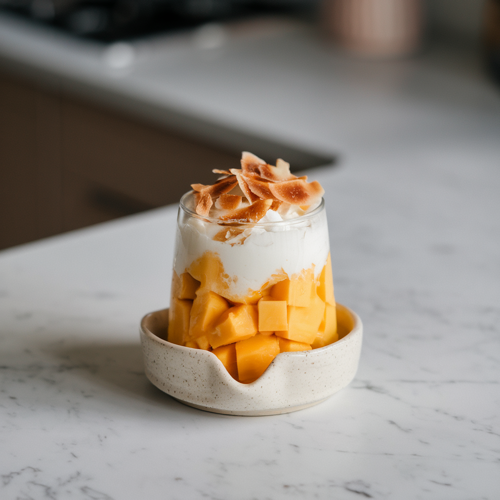 Exotic Mango and Sweet Potato Frozen Parfait with Toasted Coconut
