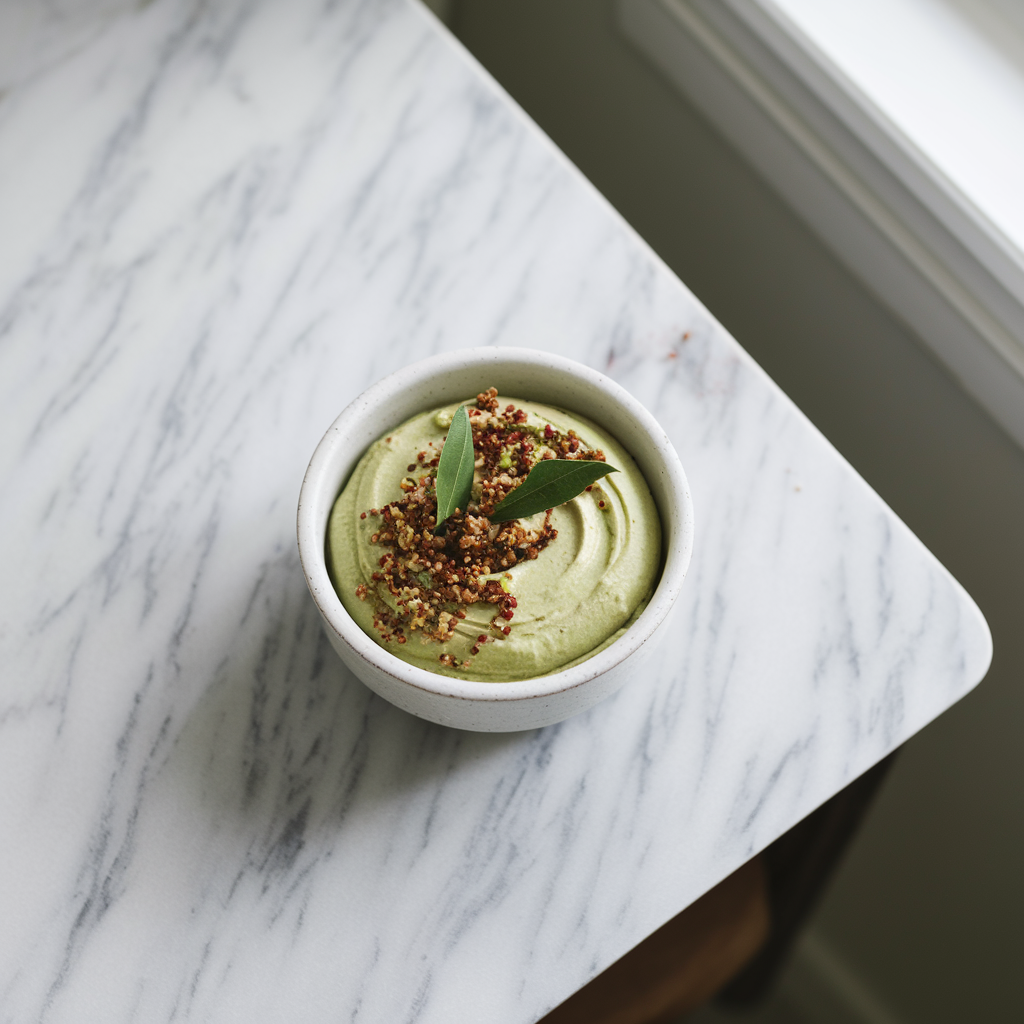 Ingredients for Exotic Matcha Avocado Mousse with Spiced Quinoa Crunch