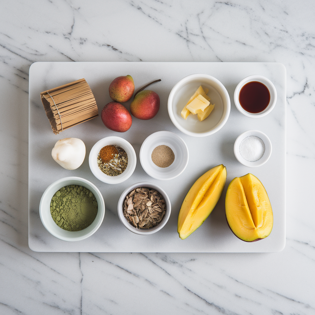 Ingredients for Exotic Matcha Mango Bliss Bars