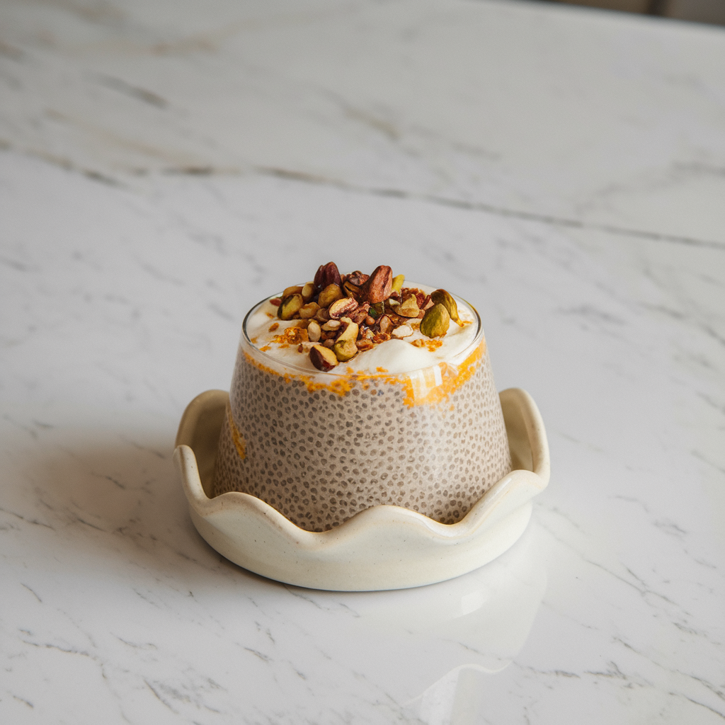 Exotic Saffron Pistachio Chia Pudding Parfait