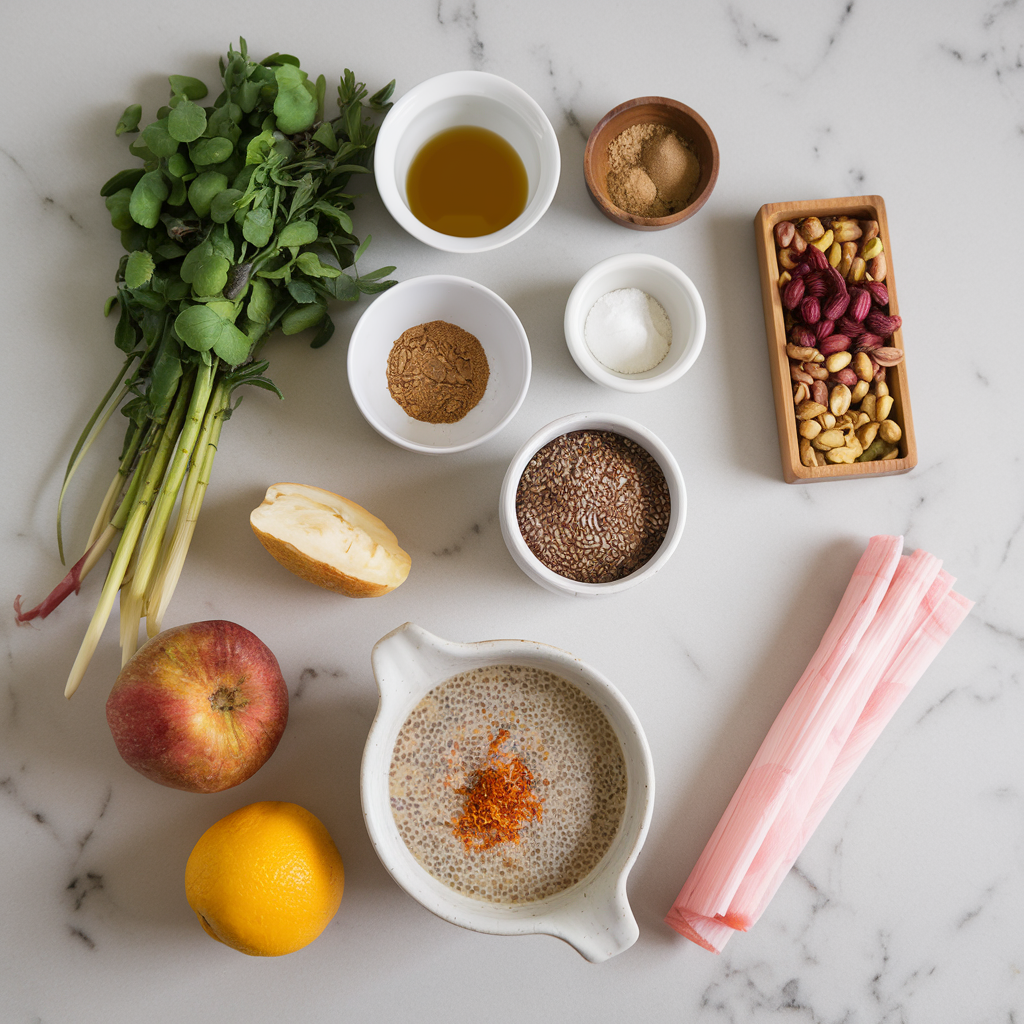 Ingredients for Exotic Saffron Pistachio Chia Pudding Parfait