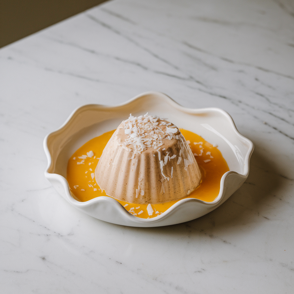 Exotic Spiced Amaranth & Mango Pudding with Coconut Drizzle