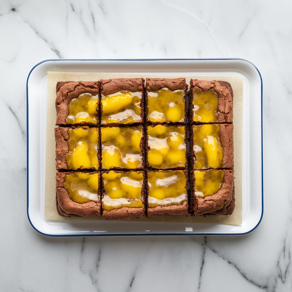 Exotic Spiced Black Bean Brownies with Mango Chia Glaze