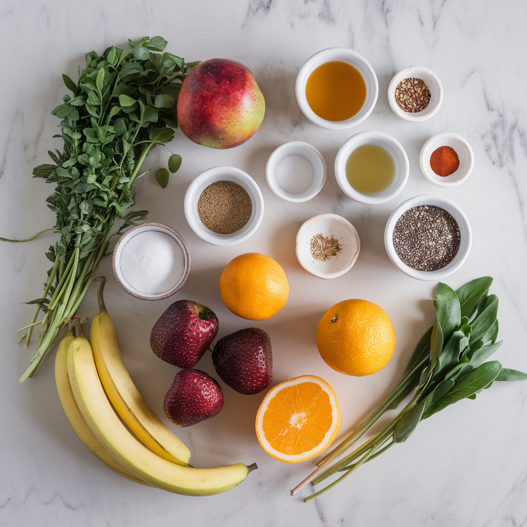 Ingredients for Exotic Spiced Chia & Quinoa Fruit Pudding