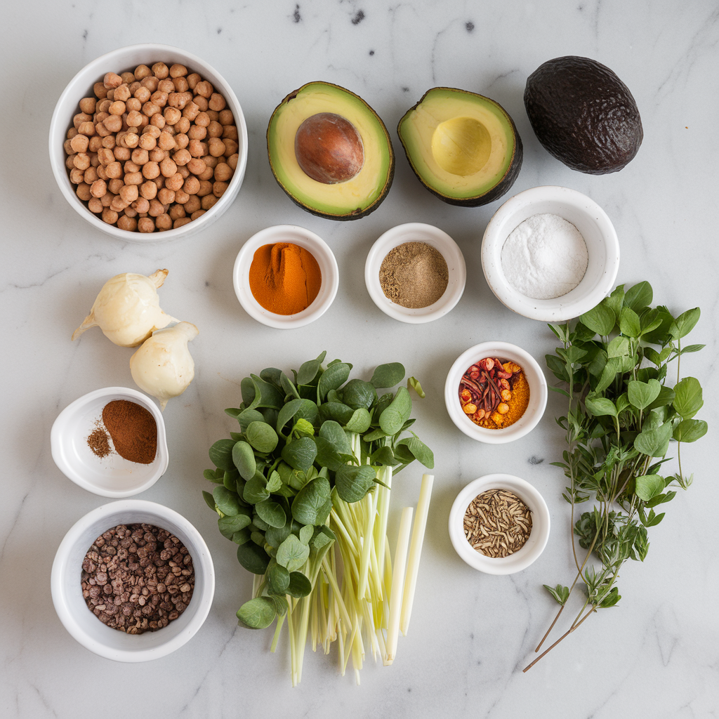 Ingredients for Exotic Spiced Chickpea and Avocado Chocolate Truffles