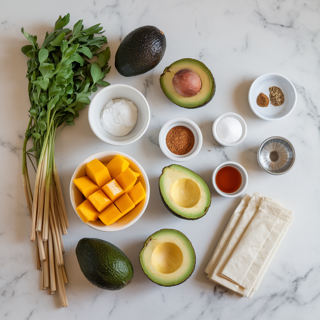 Ingredients for Exotic Spiced Mango & Avocado Dessert Cups