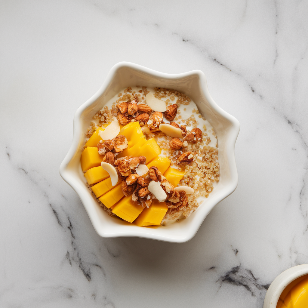 Exotic Spiced Mango & Quinoa Parfait with Coconut Almond Crunch