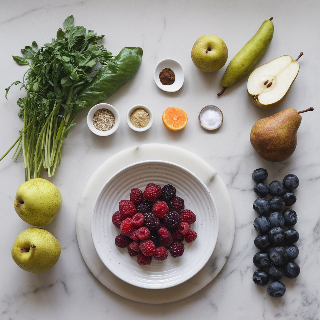 Ingredients for Exotic Spiced Pear & Mulberry Delight - A Healthy Dessert Adventure