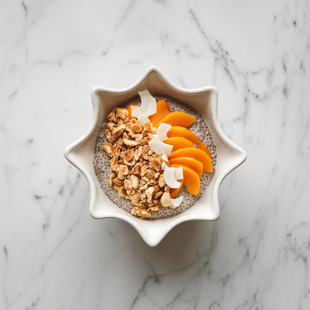 Exotic Spiced Persimmon Chia Parfait with Coconut Cashew Crumble