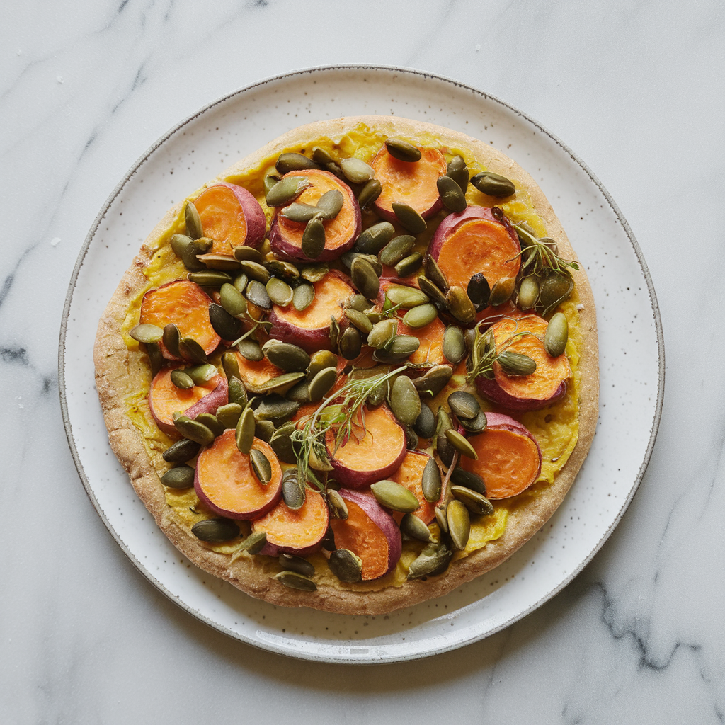 Exotic Spiced Sweet Potato & Pumpkin Seed Flatbread
