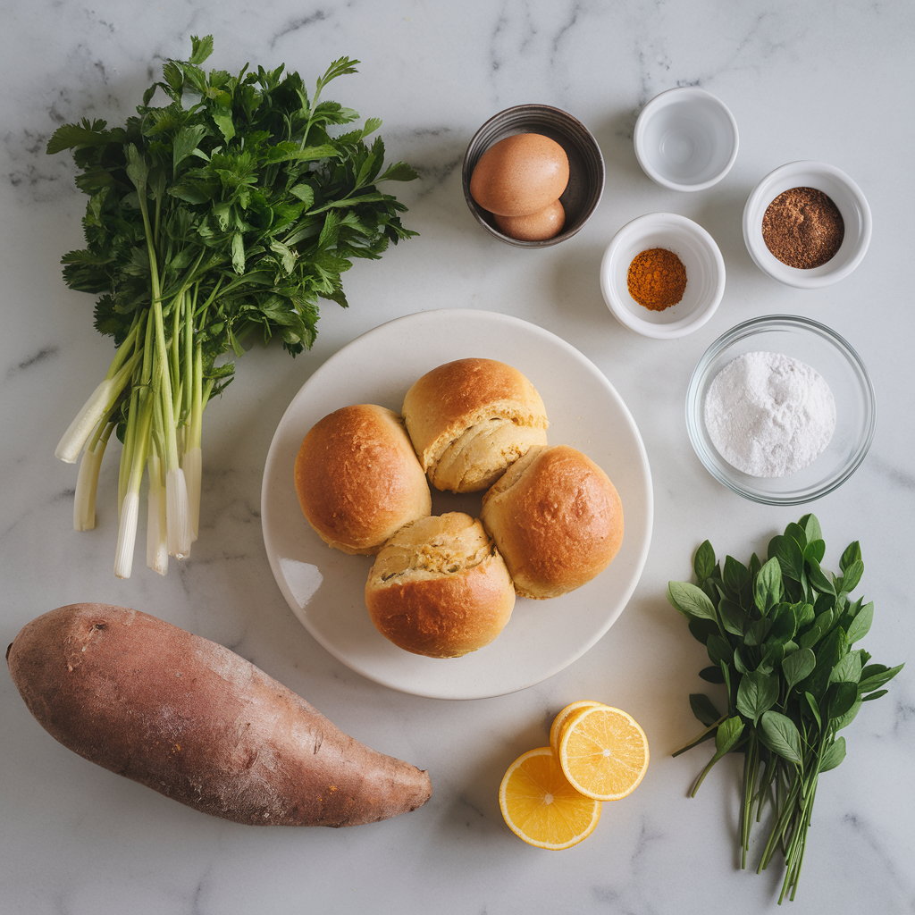 Ingredients for Exotic Spiced Sweet Potato Sourdough Rolls
