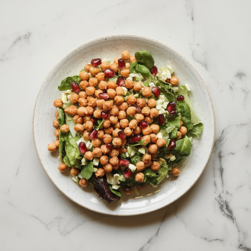 Exotic Tamarind & Pomegranate Crunch Salad with Spiced Chickpeas