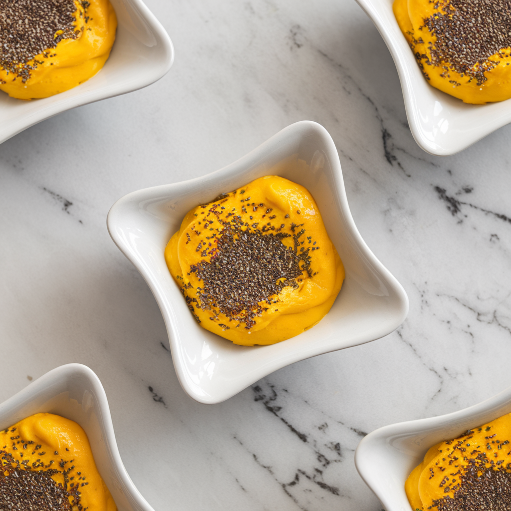 Exotic Turmeric Mango Mousse with Chia Seeds