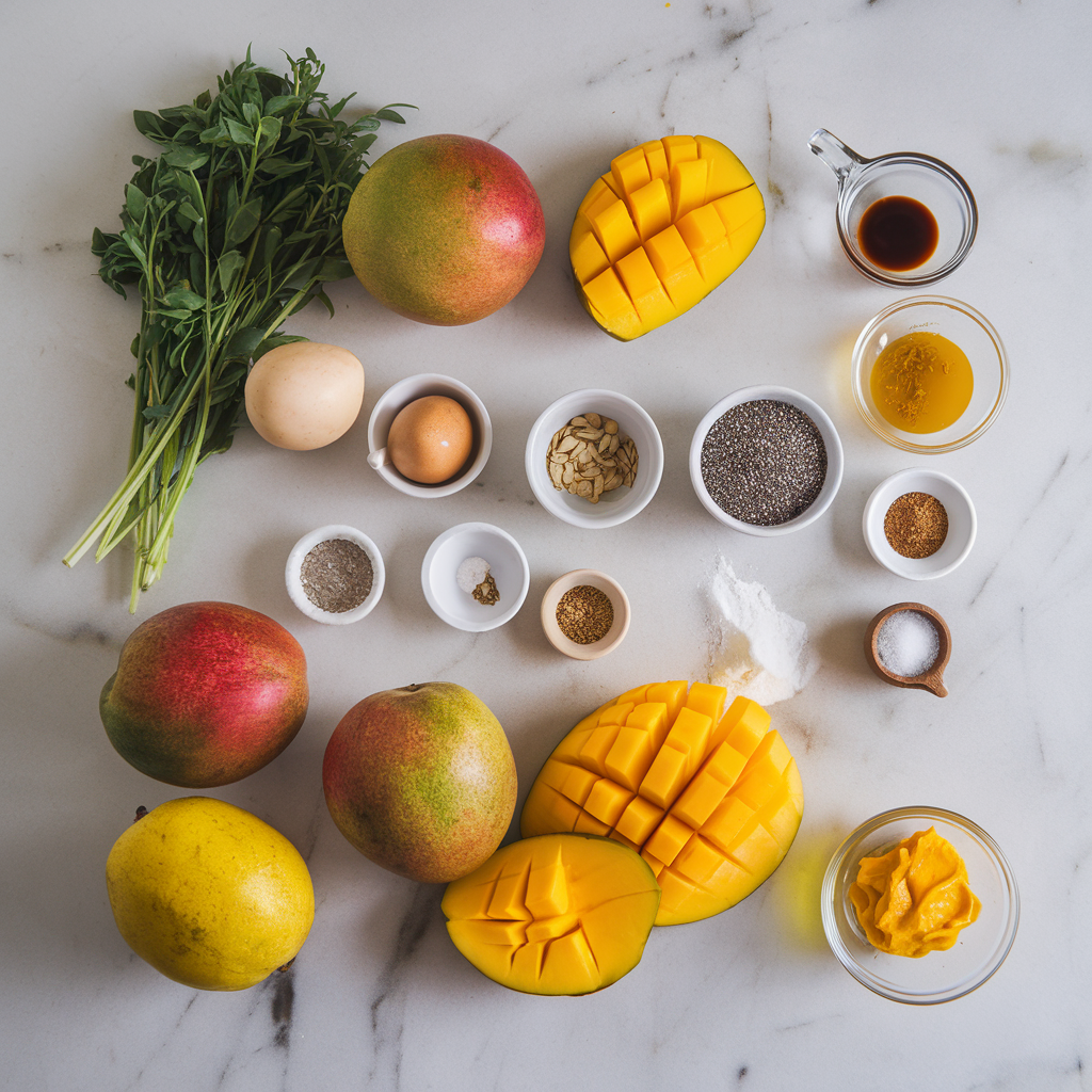 Ingredients for Exotic Turmeric Mango Mousse with Chia Seeds