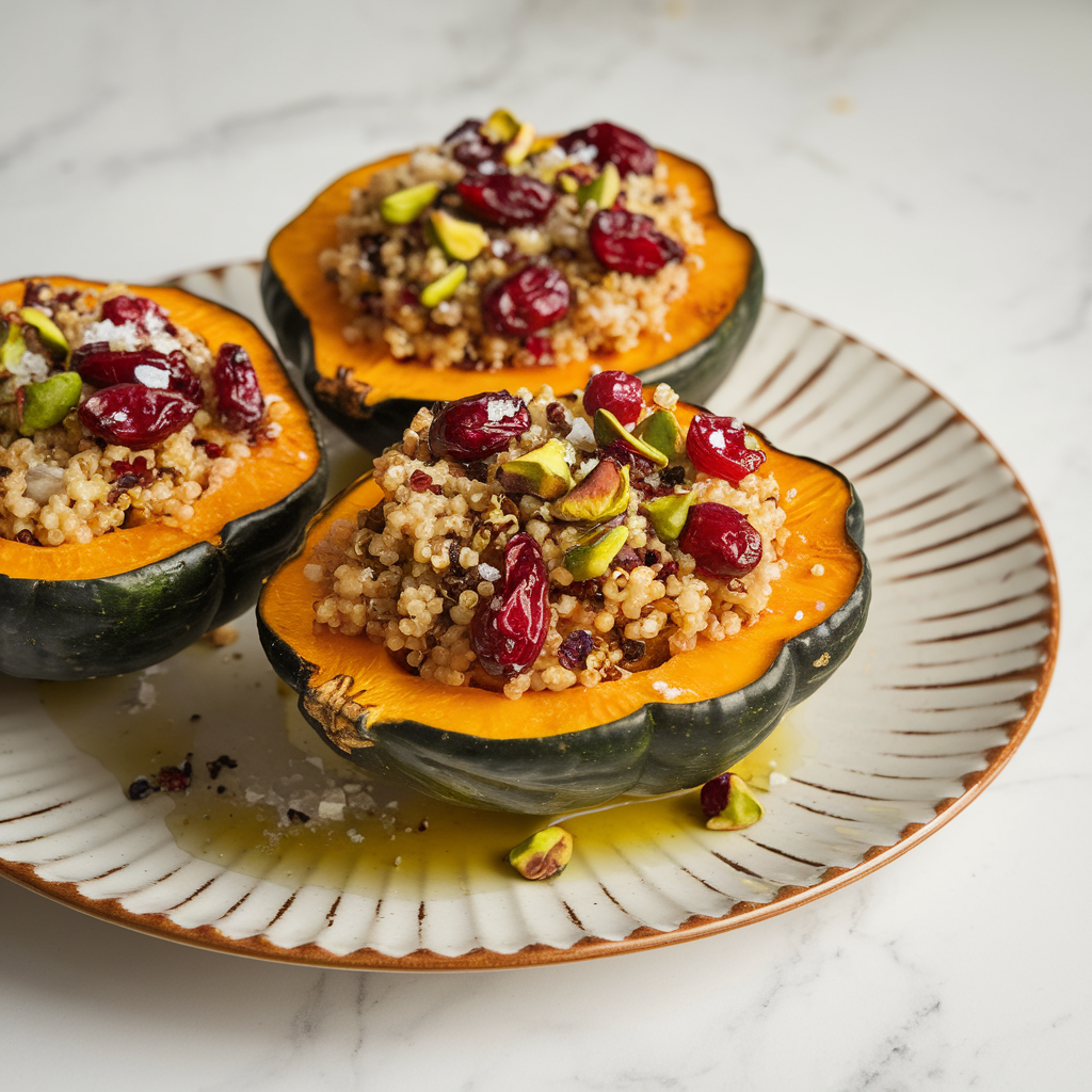 Festive Cranberry-Pistachio Stuffed Acorn Squash