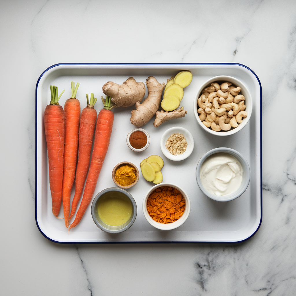 Ingredients for Ginger Turmeric Carrot Cake Parfaits with Cashew Cream