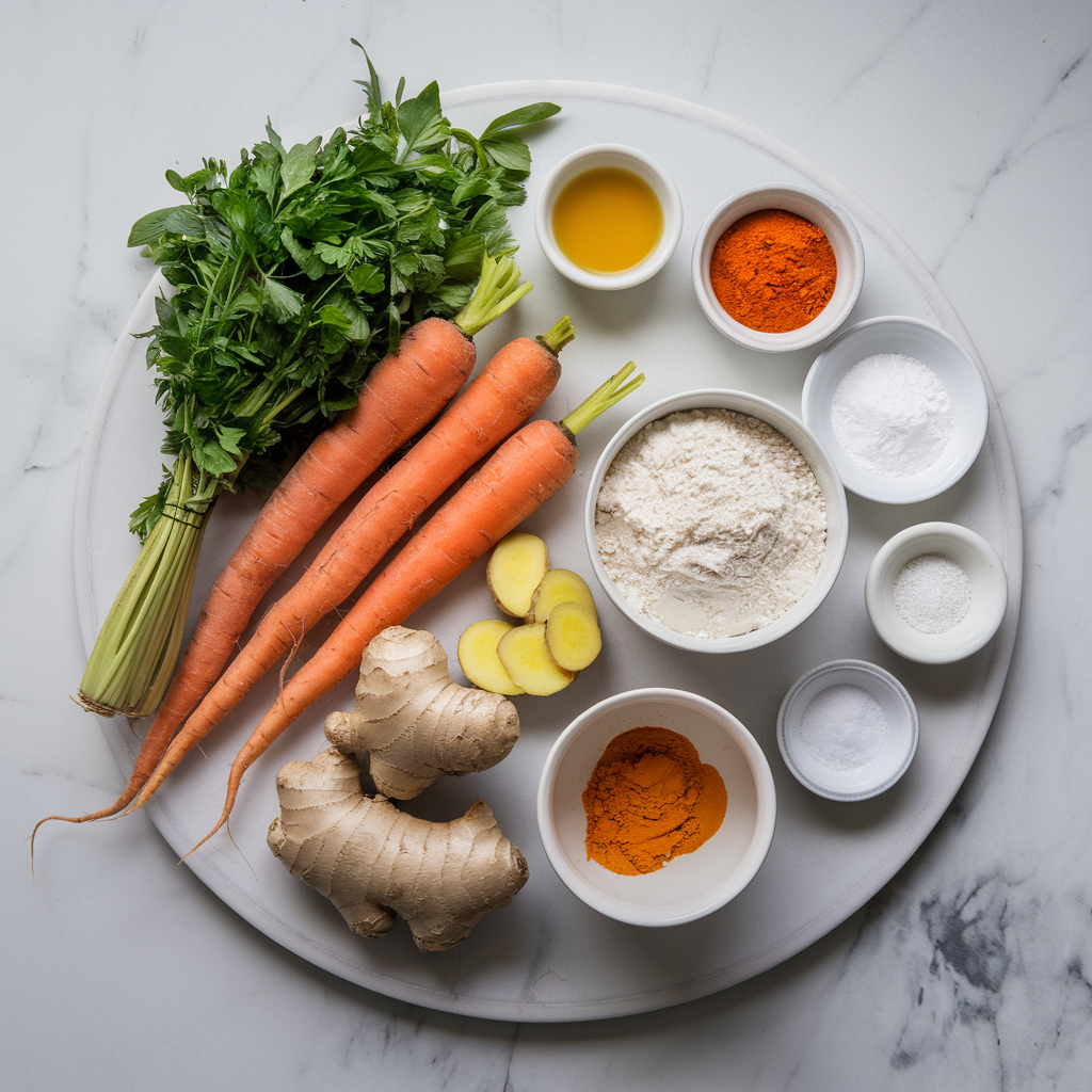 Ingredients for Golden Turmeric, Carrot & Ginger Artisan Rolls