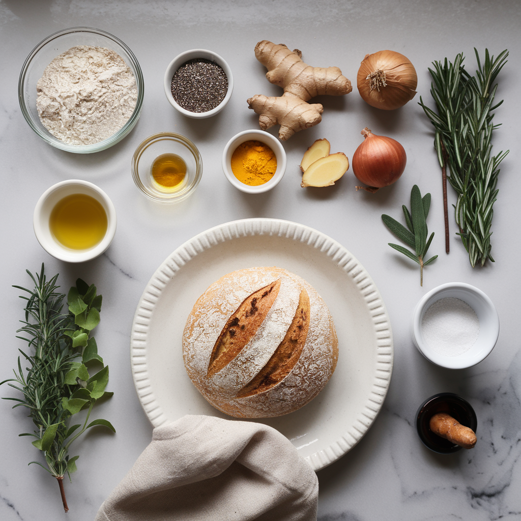 Ingredients for Golden Turmeric & Chia Seed Sourdough Rolls - Immune Boosting Bread