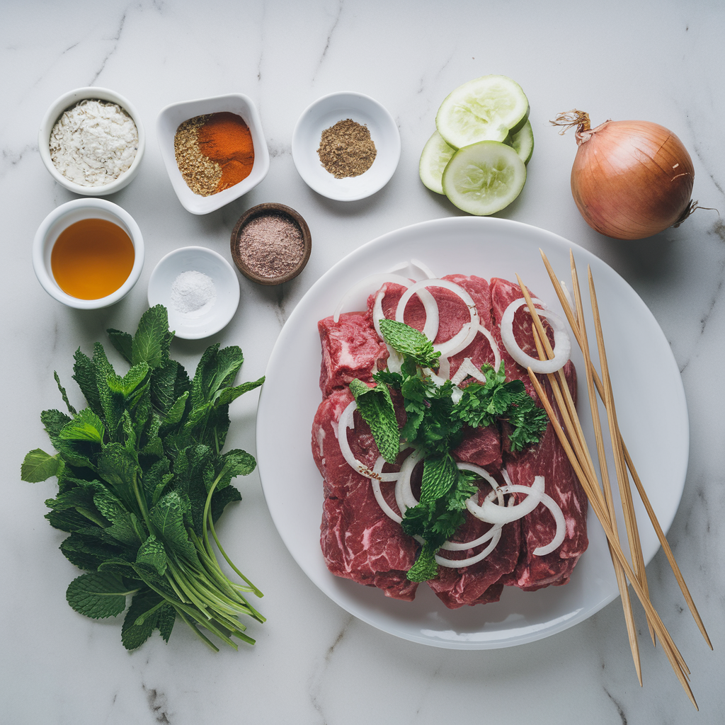 Ingredients for Greek Lamb Kofta Kebabs