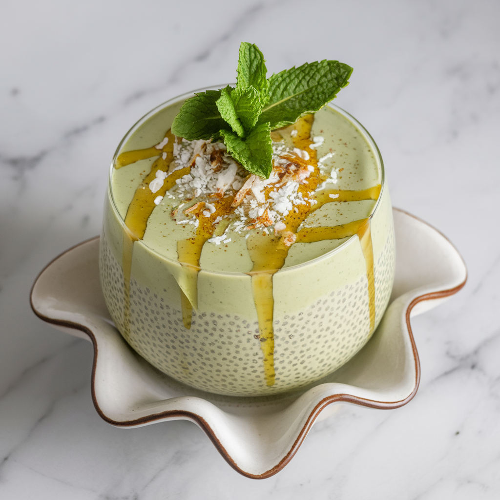 Guilt-Free Coconut Matcha Chia Pudding Parfait