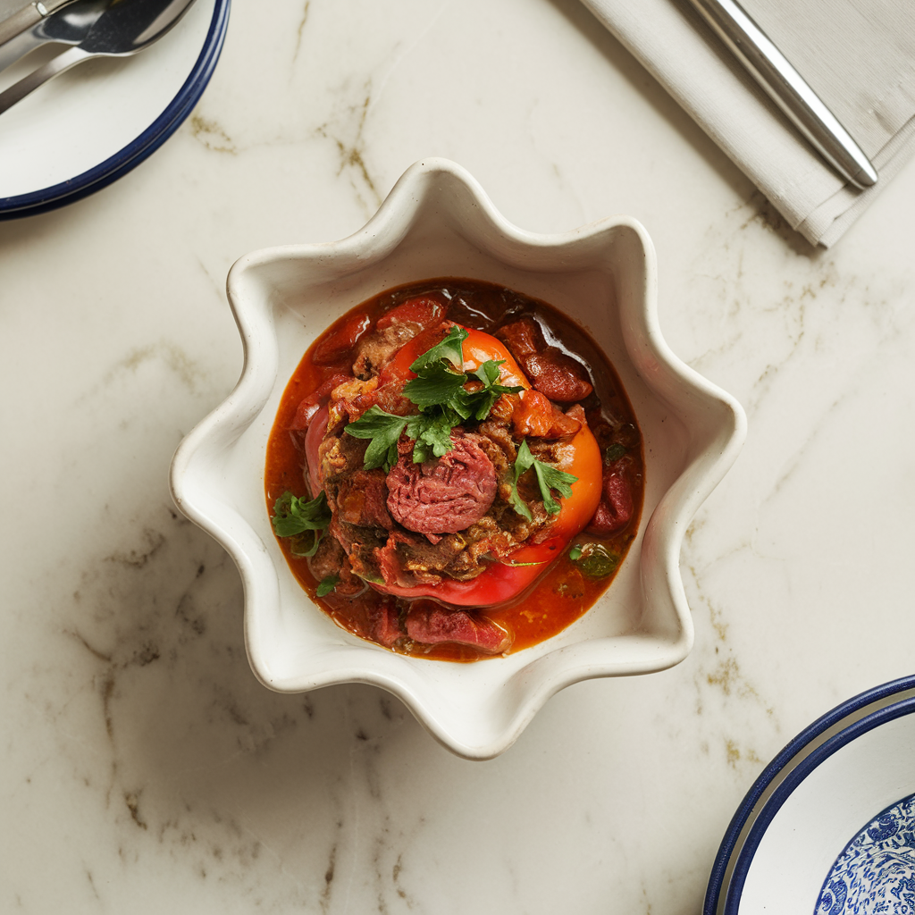 Hearty Beef & Chorizo Stuffed Pepper Stew