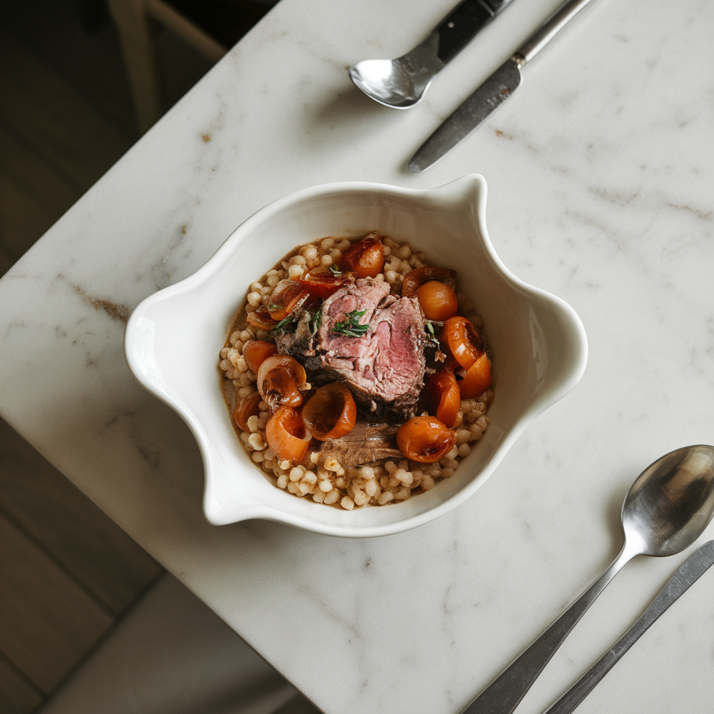 Hearty Lamb and Barley Stew with Caramelized Shallots