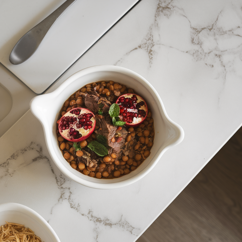 Hearty Lamb and Lentil Stew with Pomegranate and Mint