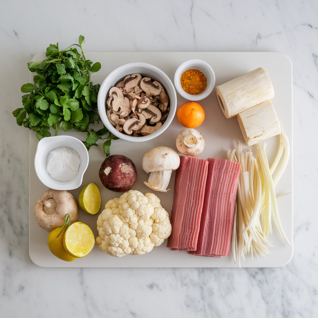 Ingredients for Hearty Lentil & Mushroom Shepherd's Pie with Cauliflower Parsnip Mash