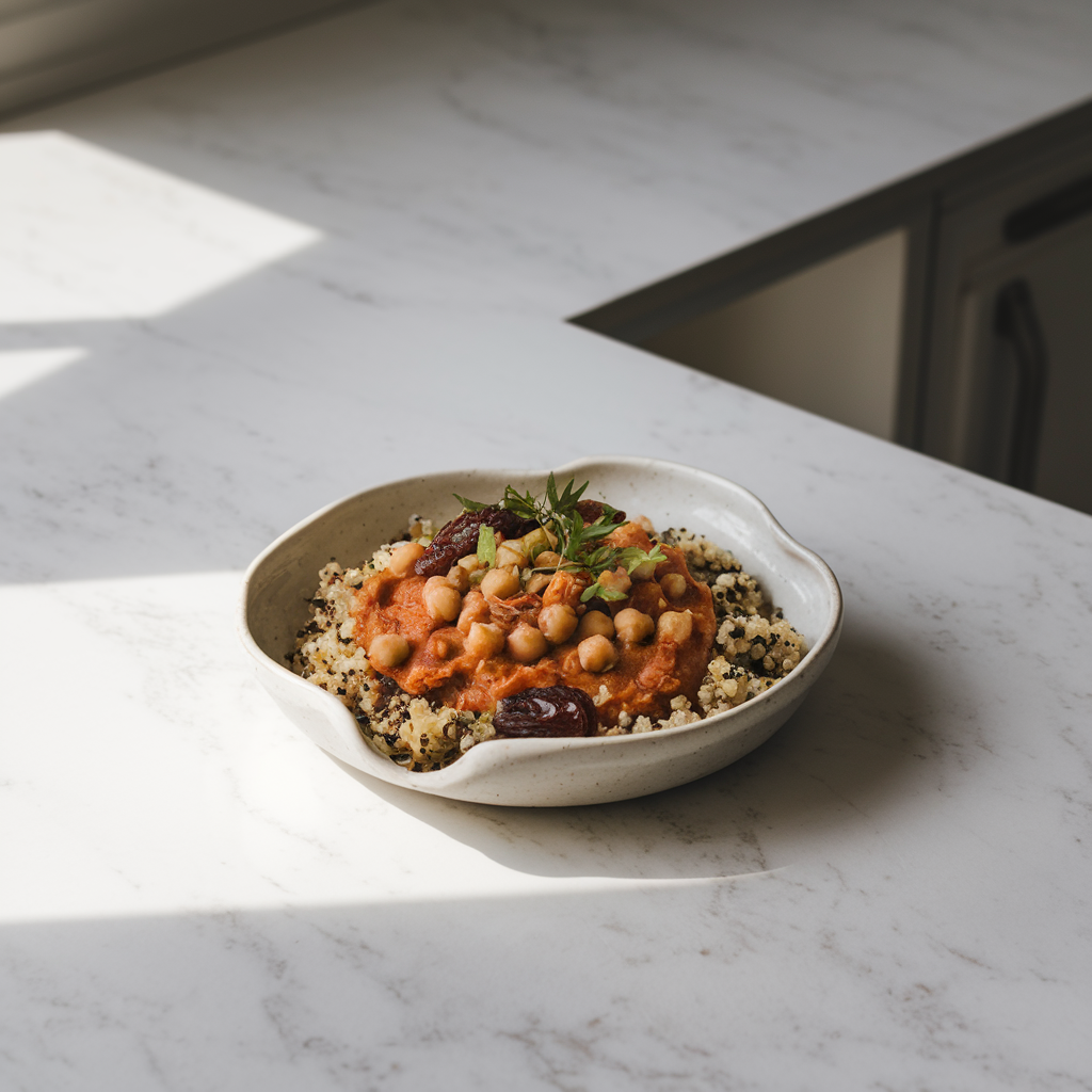 Hearty Moroccan Chickpea and Date Stew with Herbed Quinoa