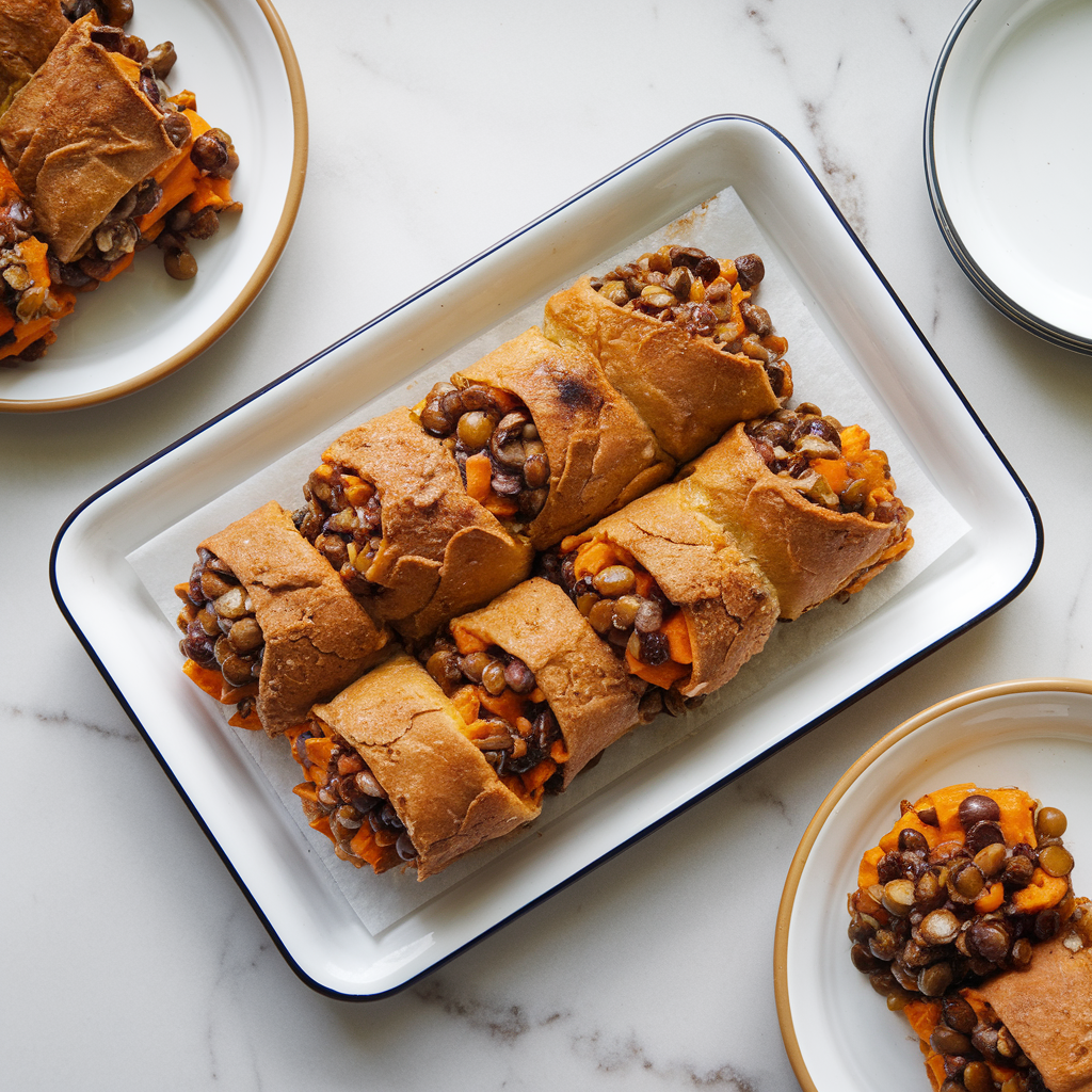 Hearty Spiced Sweet Potato & Lentil Rolls with Olive Oil Crust
