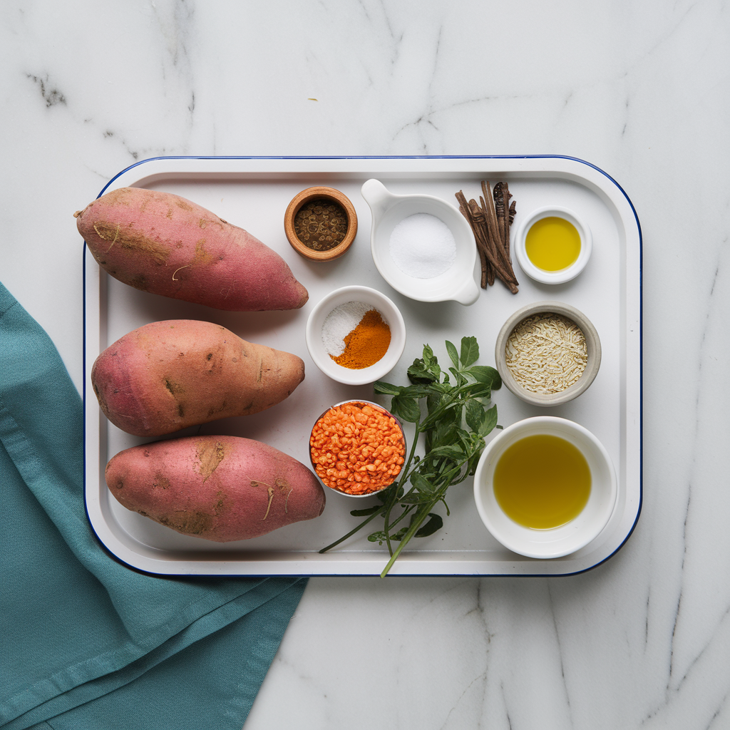 Ingredients for Hearty Spiced Sweet Potato & Lentil Rolls with Olive Oil Crust