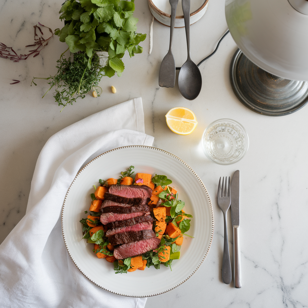 Hearty Steak & Sweet Potato Salad with Smoky Chipotle Vinaigrette