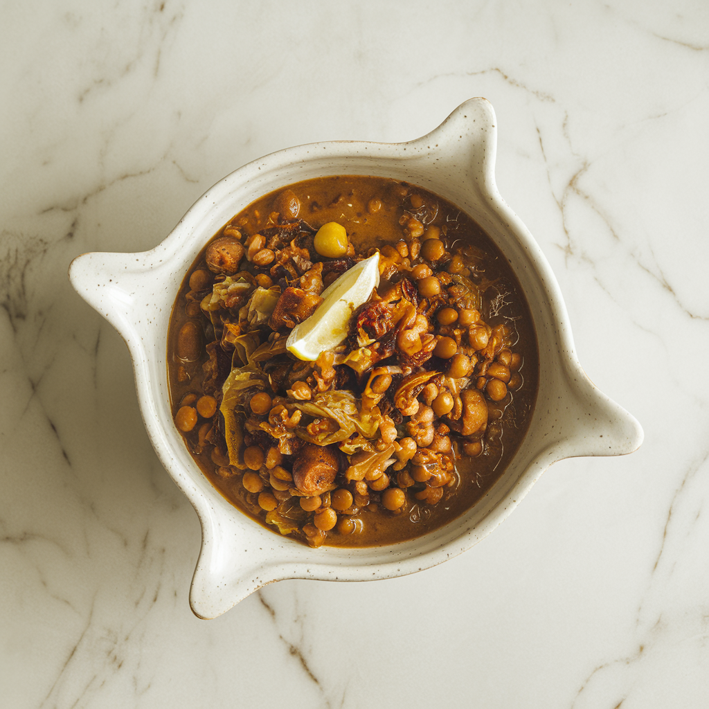 Hearty Tamarind and Lentil Stew with Spiced Cabbage