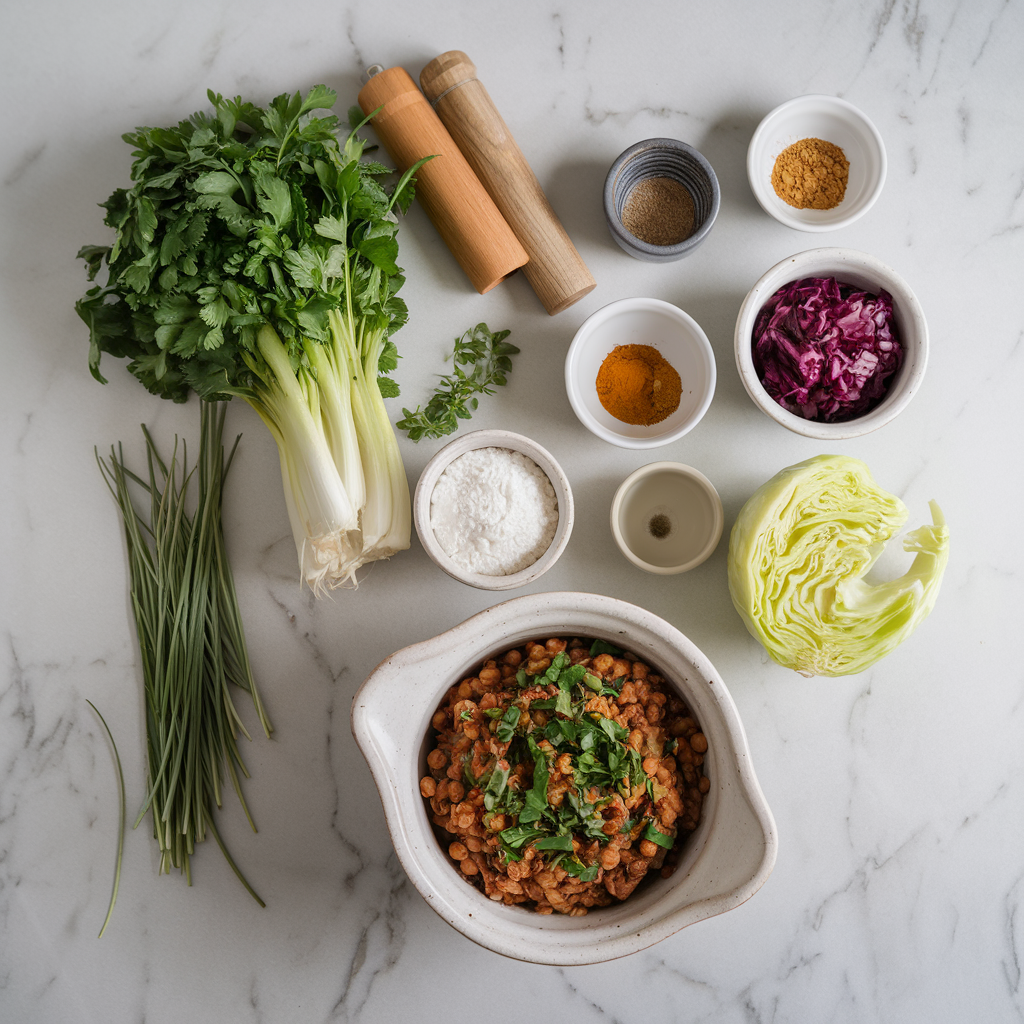 Ingredients for Hearty Tamarind and Lentil Stew with Spiced Cabbage