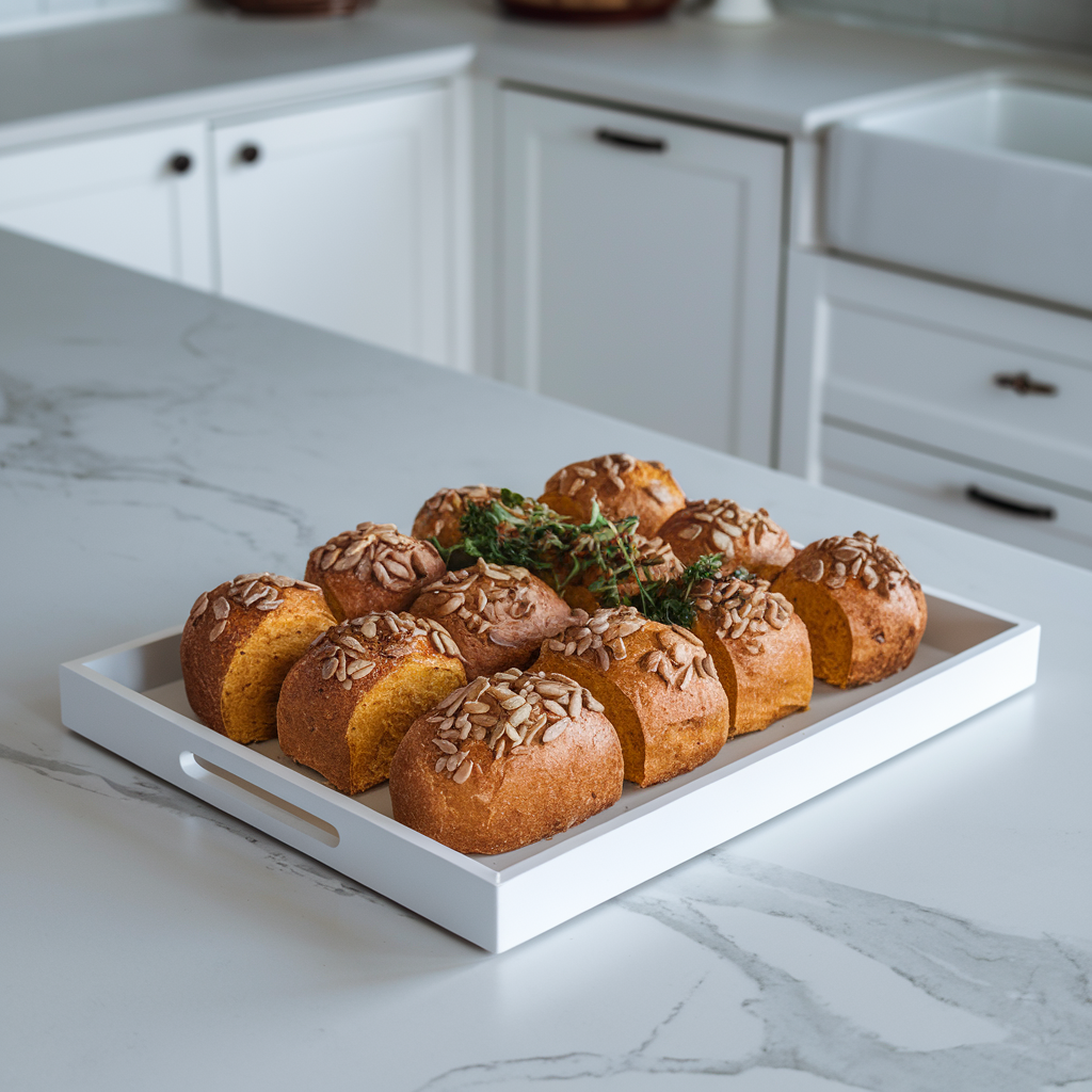 Herb-Infused Sweet Potato & Lentil Bread Rolls with Sunflower Seeds